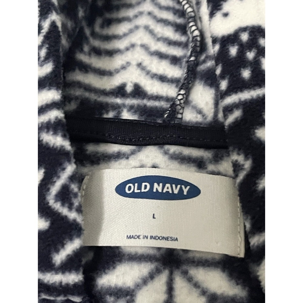 Old Navy Pajama One Piece Large Fair Isle Polar Bear Fleece Sleepwear Onies - Picture 3 of 6